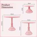 3 Pcs Pink Cake Stand Set - Metal Round 8" 10" 12" Tiered Display Stands Cupcake Dessert Stands for Birthday, Wedding, and Party Decorations, Baby Shower