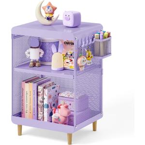 Kids Nightstand,Kids Bedside Table,Teen Girls Night Stand,Toddler Night Stand,End Table for Girls Room Storage,Purple Nightstand