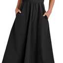 ANRABESS Womens 2026 Summer Casual Maxi Dress A line Tiered Flowy Short Sleeve Crewneck T Shirt Beach Travel Long Dresses Black, X-Large