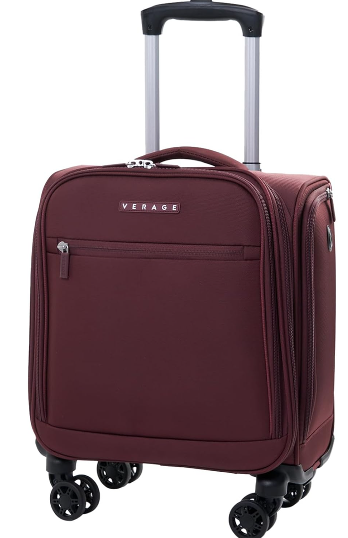 Verage Underseat Carry On Luggage with Wheels, 14.5-Inch Spinner Small Suitcase, Softside Lightweight Travel Bag for Men and Women, Airplane Carry On Bag, Burgundy Red