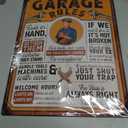 LANOLU Garage Signs GARAGE RULES Vintage Sign for Garage, Man Cave Garage Metal Signs, Dad Garage Decor, Funny Mechanic Signs for Men, Shop Decor 12x16"