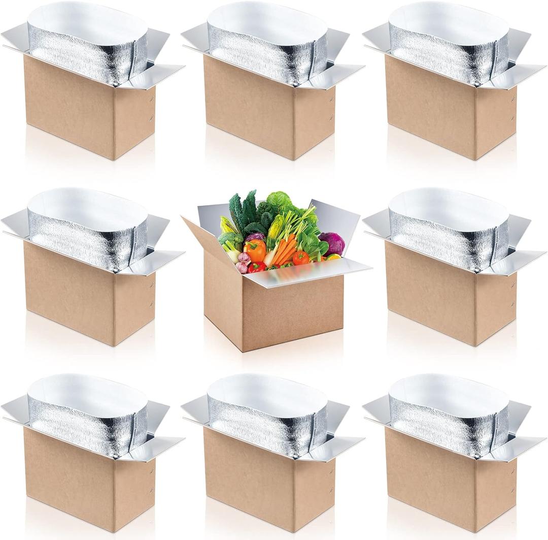 Nuanchu 10 Pieces Insulated Shipping Boxes, 9" x 5" x 6" Double Insulated with Aluminum Foil Liner Thermal Insulation Cold Reusable Mailing Box for Cold Food, Shipping, Mailing, Packing