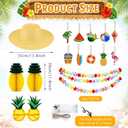 57 Pcs Summer Christmas Tree Ornaments Decorations Floral Banner Hawaiian Tassel Grass Skirt Wooden Ornaments Decorations Tropical Party Decor Sunglass Hat Tree Topper for Hawaiian Party Supplies
