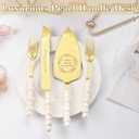 Wedding Cake Knife and Server Set, Gold Ceramic Pearl Handle Cake Cutting Set for Weddings, Engagements, Anniversaries, and Engagement Gifts for Couples