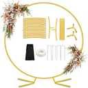 7.2FT Round Metal Arch Backdrop Stand, Circle Balloon Arch Stand Kit with Base, Metal Gold Wedding Arches Frame Heavy Duty for Birthday Gender Reveal Baby Shower Anniversary Party Decoration
