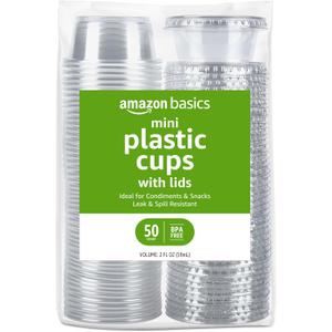 2 x Amazon Basics Disposable Plastic To-Go Cups and Lids, Mini, 2oz, 50 Count