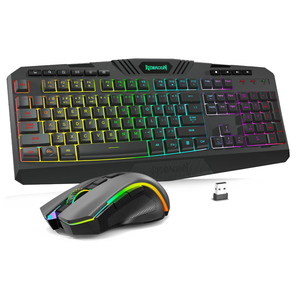 Redragon S101MKS Gaming Keyboard and Mouse Wireless with TriMode, RGB Keyboard and 4800 DPI Gaming Mouse, 10 Independent Multimedia Keys for Wins, PC, Computer, Wireless S101 Ideal for Gamer