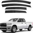 IG Window Visor for 2019-2024 RAM 1500 Quad Cab, Rain Guard Tape-On Extra Durable Sun Wind Side Vent Window Deflector, 2019 2020 2021 2022 2023 2024 (Quad Cab Only) Only for New Body Style
