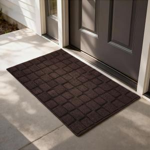 Front Door Mat Outside Entrance, Outdoor Indoor Door Mats for Entryway, Entrance, Entry, Patio, Waterproof Non Slip Doormat, Low-Profile, 24" 35", Coffee