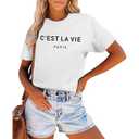 Cute Graphic Crop Tops for Women Trendy Y2K Baby Tee Short Sleeve Slim Fit Shirts, S