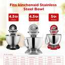 5 Quart Stainless Steel Mixing Bowl With Handle and Lid - Compatible with KitchenAid 4.5-5 QT Tilt-Head Stand Mixers (Classic & Artisan Series), Replacement Bowl for Models K45, K45SS, KSM150, KSM75