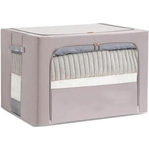 Foldable Storage Box With Transparent Windows, Foldable Oxford Fabric Closet Storage Bag, Clothing Storage Container, Bedding, Blankets, Book Storage Set (Color : Gray, Size : S)