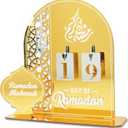 Eid Mubarak Ramadan Advent Calendar 2026, Acrylic Countdown Calendars Tracker Date Gift for Muslim Islamic Holiday Table Home Decorations Ramadan Calendars (Gold)