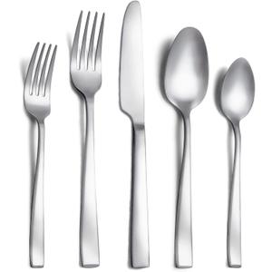 40 Piece Silverware Set Service for 8, EIUBUIE Premium Stainless Steel Cutlery Set, Matte Finish Flatware Sets Durable Solid, Modern Kitchen Tableware Eating Utensil Sets Include Spoons Forks Knives