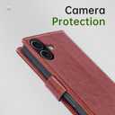Wallet Case for iPhone 17 with Credit Card Holder,PU Leather Folio Flip Kickstand Protective Shockproof Cover for Apple 17 Phone Case (Brown, for iPhone 17-6.3'')