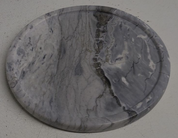 Natural Grey Marble Tray - Real Stone Decorative Tray, Genuine Marble for Bathroom, Kitchen, Dresser, Vanity - Holds Jewelry, Perfume, Shampoo - 8" Round