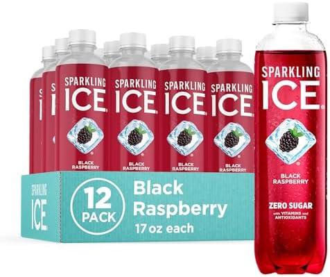 Sparkling Ice, Black Raspberry Sparkling Water, Zero Sugar Flavored Water, with Vitamins and Antioxidants, Low Calorie Beverage, 17 fl oz Bottles (Pack of 12),BB Date: 03/23/26