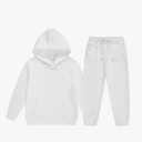 Unisex Teen Kids Jogger Sweatsuit Set 2pcs, Solid Long Sleeve Hoodie Pullover Top Sweatpants for (White-A, 10-11 Years)