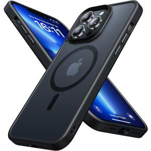 Strong Magnetic for iPhone 13 Pro Case, Military Grade Drop Protection, Compatible with MagSafe, Anti-Fingerprint Translucent Slim Phone Protective Cover for iPhone 13 Pro (6.1"), Black