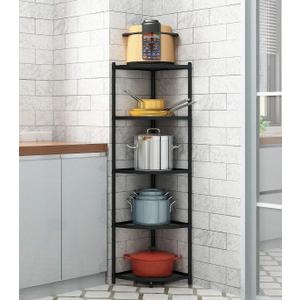 MAGCOLOR 5-Tier Kitchen Corner Shelf Rack, Free Standing Pot Rack for Organizer Stainless Steel Cookware Stand