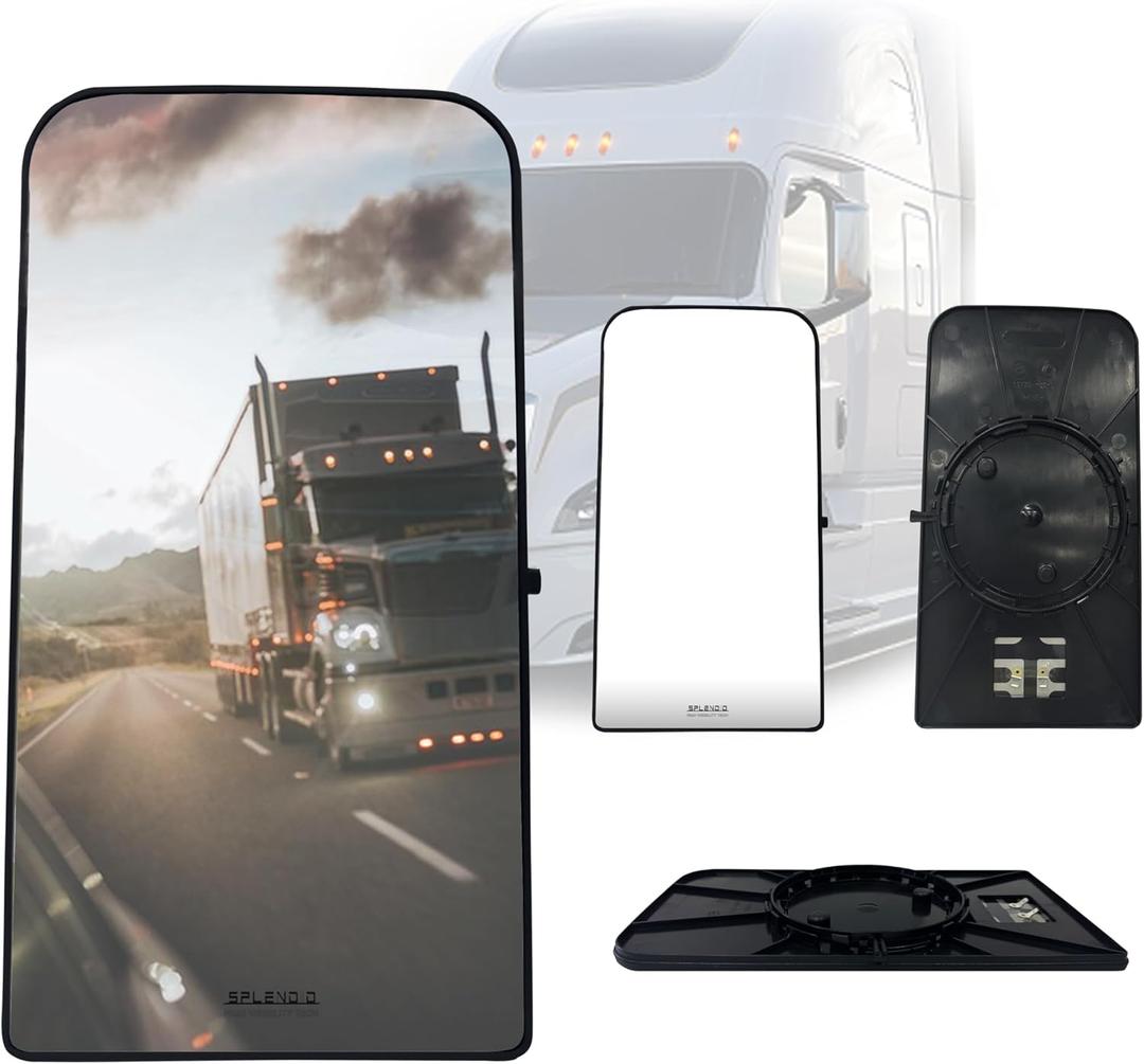 SPLENDID Replacement Mirror Glass for 2018-2024 Freightliner Cascadia, Heated Flat Mirror, High Reflective, Driver/Passenger Side (OEM: 22-78606-506)