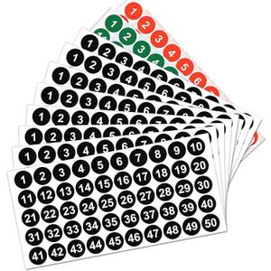 Outus 10 Sheets 1 to 50 Small Number Stickers for Classroom Vinyl Consecutive Number Stickers Self Adhesive Waterproof Decal Labels for School Inventory Classification