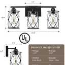 3-Light Black Bathroom Light Fixture, 21 Inch Modern Farmhouse Vanity Lighting Fixtures Over Mirror with Glass and Metal Cage, Wall Sconce Lights for Bath, Rust-Resistant, E26, CH9176BK-3W