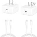 2-Pack USB-C Fast Charger for iPhone 17, Wall Charger, Comes with a 4-Foot Type-C Charging Cable, Compatible with iPhone 17/16/16 Plus/16 Pro/16 Pro Max/iPhone 15/15 Pro Max/iPad Pro/AirPods.