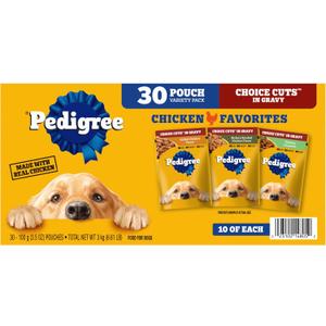 Pedigree Choice Cuts in Gravy Wet Dog Food, Adult Soft Wet Dog Food, Variety Pack, 3.5 oz. Pouches, 30 Count (EXP 05/31/28)
