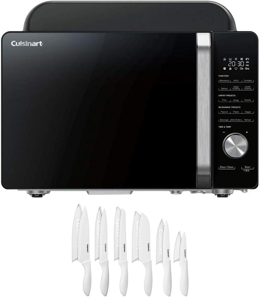 Cuisinart AMW-60 3-in-1 Microwave AirFryer Oven Bundle with Cuisinart Advantage 12-Piece White Knife Set with Blade Guards