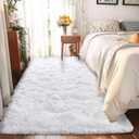 2x6 Fluffy Area Rug - Soft Shag Runner Rug for Bedroom - Non Slip Runner Living Room Rug Plush Carpet Runner White