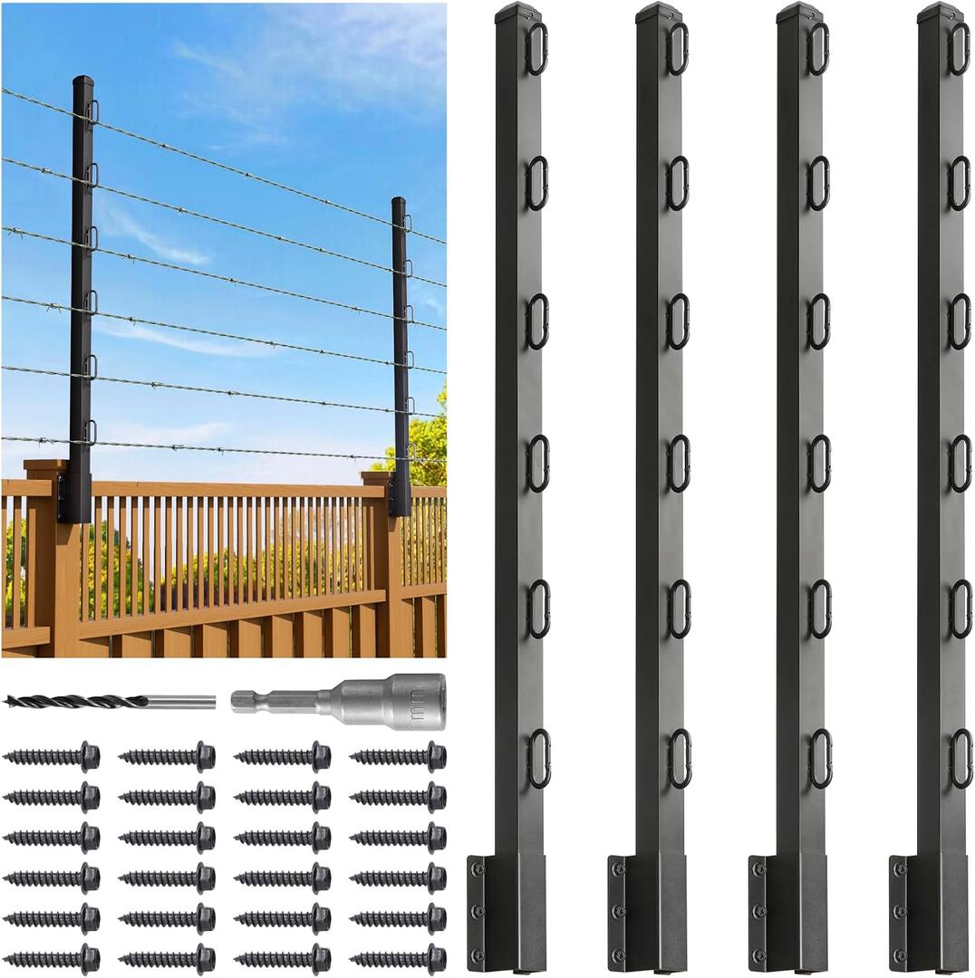 Fence Post Extender, 40" Fence Barbed Wire Extend Arm，for Outdoor Fences to Increase Height, Protect Privacy and Pets Jumping Off (4, 40in)
