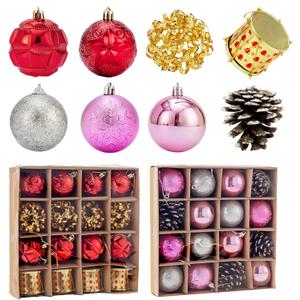 Christmas Ball Hanging decorations2.36 inch, 32 Pieces of shatterproof Christmas Tree Decoration Balls Set, Suitable for Party Floral Christmas Tree Decoration (2.36 inches 32 Balls)