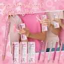 50 Set Breast Cancer Awareness Gifts Glitter Pens Bulk Pink Ribbon Breast Cancer Accessories with No One Fights Alone Cheer Up Cards for Women Survivor Patients Public Charity Events