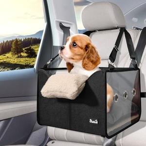SlowTon Dog Car Seat for Small Dogs - Elevated Portable Dog Booster Seat Under 18 lbs, Pet Dog Travel Carrier with Clear Side Panel, Safety Belt and Soft Cushion SlowTon Dog Car Seat for Small Dogs - Elevated Portable Dog Booster Seat Under 18 lbs, Pet Dog Travel Carrier with Clear Side Panel, Safety Belt and Soft Cushion