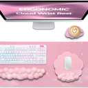 Premium Quality Cloud Wrist Rest Keyboard & Mouse Pad Set Ergonomic Memory Foam Desk Accessories with Wrist Support for Office & Gaming Pink