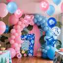 Minyu Tropical Floral Number large Balloon - 10-pack, includes hibiscus and palm leaves, pink and blue star foil, and sequined balloons, perfect for birthday party decorations. (Number 7), 30 inches x 40 inches x 10 inches