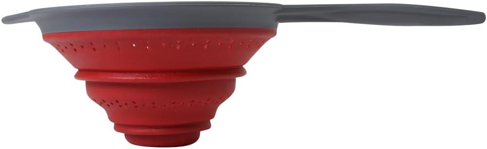 Dexas Pop N Store Collapsible Strainer, 8-Inch, Red, 1.3 Quarts Capacity, Dishwasher Safe, Space-Saving Design
