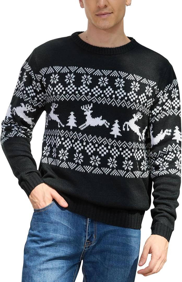 MyFav Men's Ugly Christmas Sweater Holiday Party Knitted Pullover Xmas Sweater (Medium)