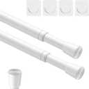 AIZESI 2pcs Spring Tension Rods Adjustable 26 to 39 inch Small Tension Curtain Rod No Drilling Expandable Spring Loaded Curtain Rod, Suitable for Doors and Windows 28 to 36 inch, White
