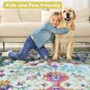 Mandala - Indoor Area Rugs 2x8 Washable, Stain Resistant Machine Washable Rugs for Living Room, Bedroom, and Modern House Dcor - Durable Polyester Material, Colorful Patterned - Blue