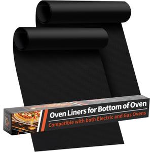 Oven Liners for Bottom of Oven - 2 Pack Large Heavy Duty Oven Mats, 17"x 25" Reusable Matt Liner for Electric, Gas, Toaster Ovens & Grills, BPA & PFOA Free, Kitchen Essentials, Black
