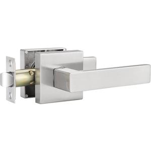 EHOMEWARE 1 Pack Silver Door Handles Interior, Keyless Closet Door Knobs, Passage Door Knobs No Lock, Reversible Door Lever for Left/Right Handed Doors, Satin Nickel Finish