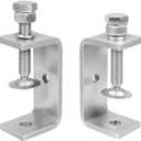 2-9/16 Inch C Clamp, 2 Pcs 304 Stainless Steel C Clamps, for WoodWorking, Small U Clamps for Mounting, Mini Desk Clamps with Stable Wide Jaw Opening & Protective Pads/I-Beam Design (65mm)