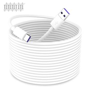 iMangoo USB A to USB C Power Cable for CCTV Camera, 33FT Type C Long Power Extension Cord for Tapo/TP-Link for Xiaomi/Mi for eufy Security Camera Outdoor Indoor Cord with 10 Wire Clips Nails White