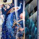 Cute Flower Case for iPhone 16e 6.1 inch Built with Screen Protector, Lightweight and Stylish Full Body Shockproof Protective Rugged TPU Case for Women/Girls-Peafowl