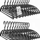 HOUSE DAY Plastic Clothes Hangers 24 Pack, Sweater Hangers No Shoulder Bump, Thick Heavy Duty Coat Hanger for Closet, Black Wide Hanger with Non-Slip Hook for Sweaters, Suits, Dresses, Jackets, Pants