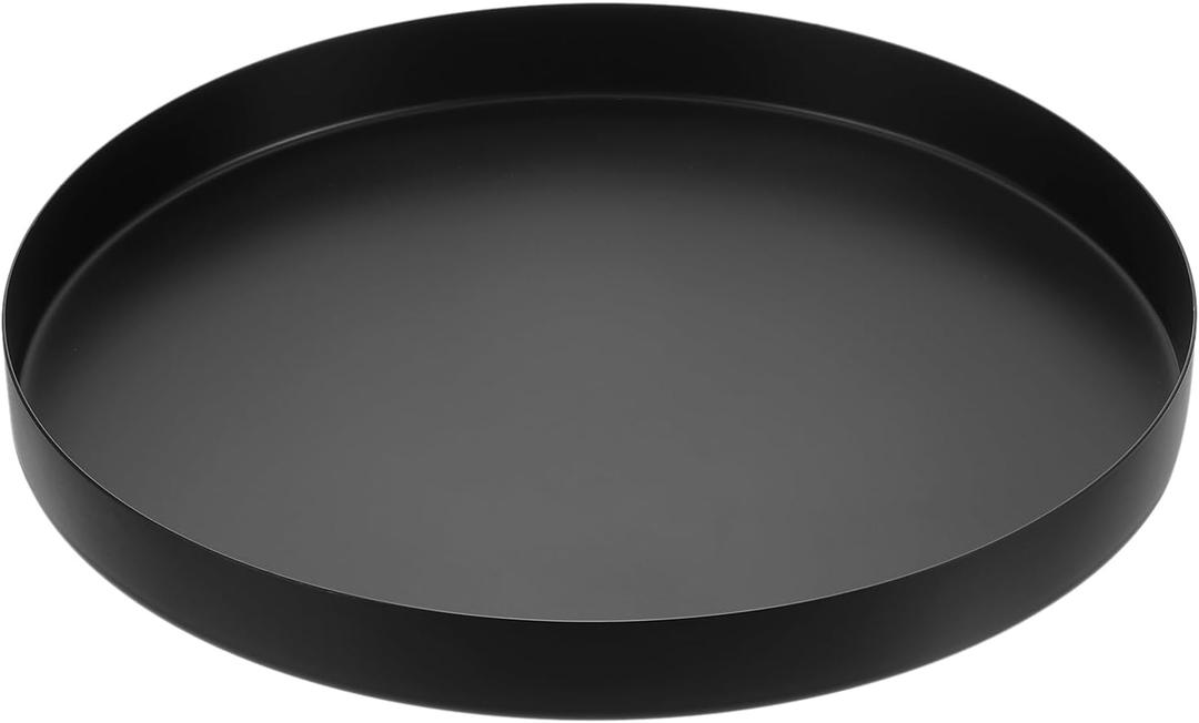 uxcell Stainless Steel Decorative Tray 11.8" Round Serving Tray Metal Decorative Plate for Jewelry, Makeup, Candle, Kitchen Tableware, Black