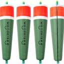 wondersee Fishing Floats Weighted Slotted Peg Popping Floats Slip Bobbers, Pack of 4