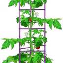 Growsun Large Tomato Cage 6 Pack Upto 73 inch Tall Tomato Trellis Garden Stakes Plant Support,Purple(5ft Stake add 18 inch Adjustable Stakes)